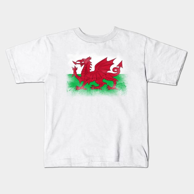 Wales Flag Kids T-Shirt by psychoshadow